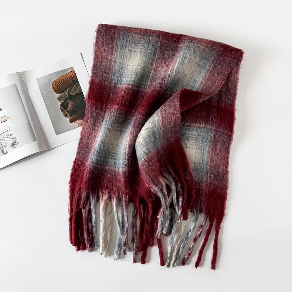 

Зимний шарф женский роскошный полосатый кашемировый шарф утолщенная теплая шаль классические кисточки пушистый шарф однотонная мягкая шаль One Size