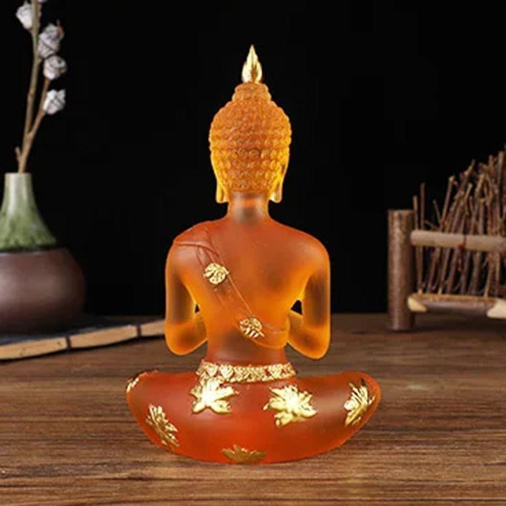 Transparent Resin Buddha Figurines Imitation Mini Buddhism Ornament Sitting Buddha Statue Desktop