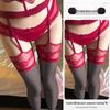 Collant Giarrettiera Neri con Bordo Rosso: Calze velate, con inserti, al ginocchio