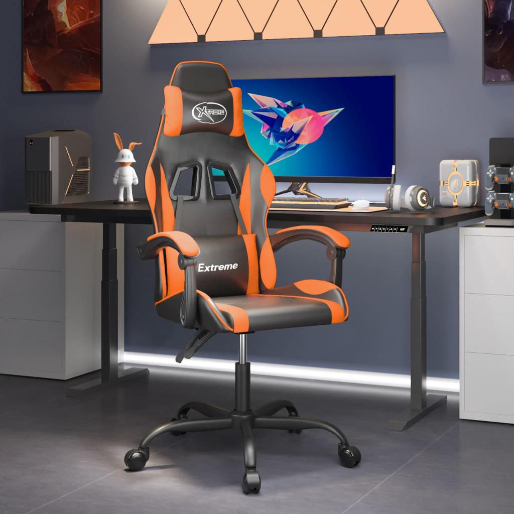 Gaming Chair Black and Orange Synthetic Leather