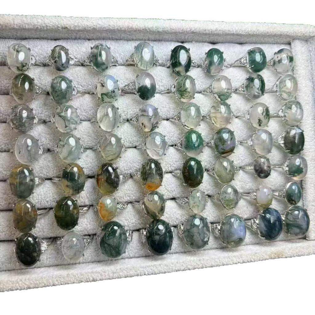 Natürlicher Moosachat-Ring mit einzigartiger Textur - Heiß verkaufender Kristall-Literatur-Schmuck