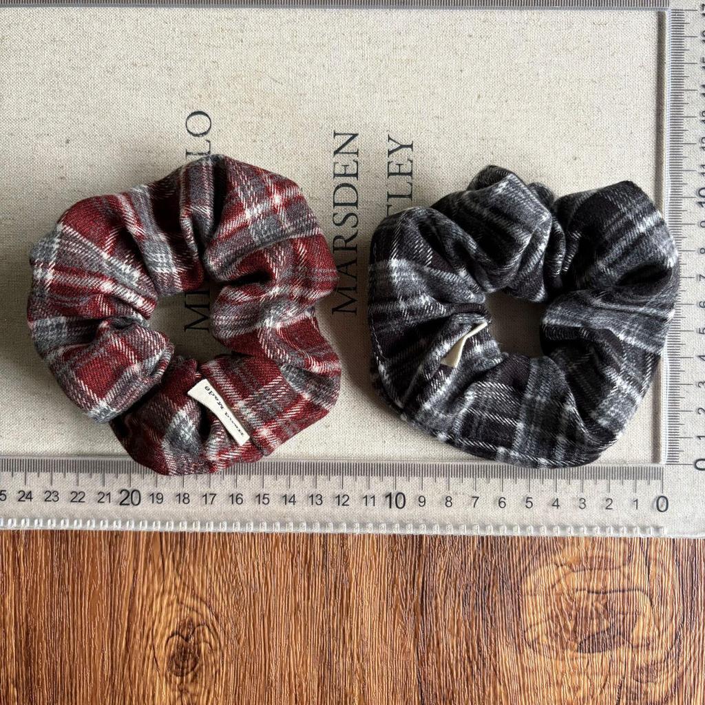 Retro Plaid Scrunchies for Women - College Style Hair Ties & Headbands