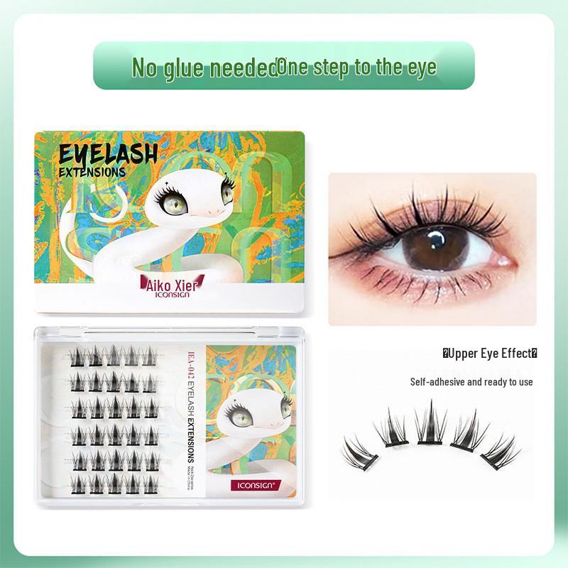 

ICONSIGN Self-Adhesive Semi-Permanent Eyelashes - Lazy Sunflower Cluster, Glue-Free Natural Look