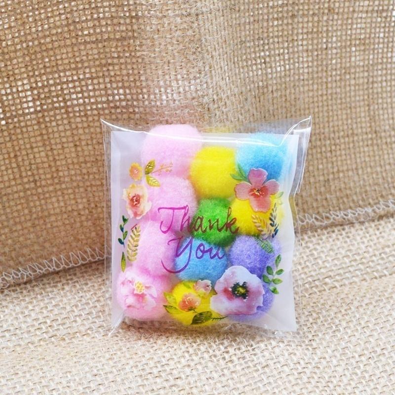 100Pcs Plastic Bags Thank You Cookie&Candy Bag Self-Adhesive for Wedding Birthday Party Gift Bag Bis