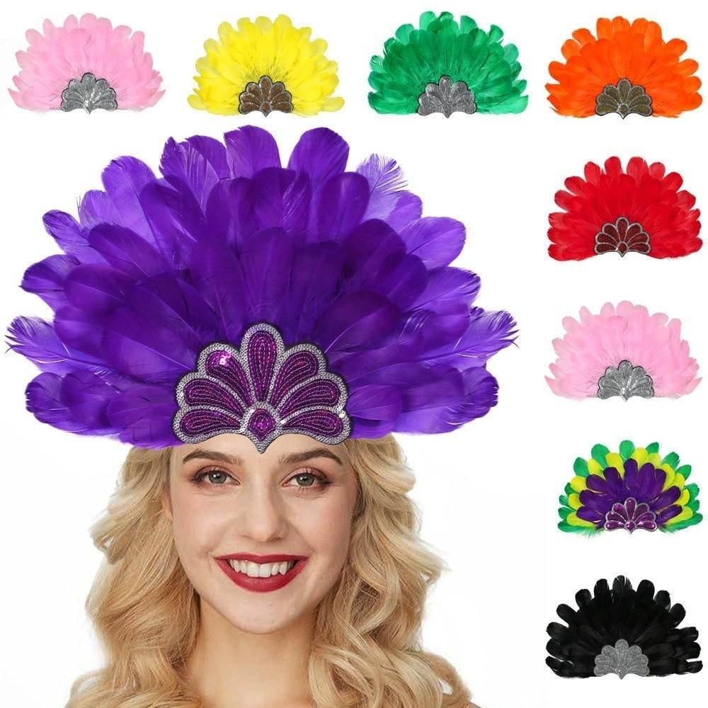 Brazilian Carnival Feather Headpiece Stage Performance Feather Headdress  Hawaiian Party Accessory