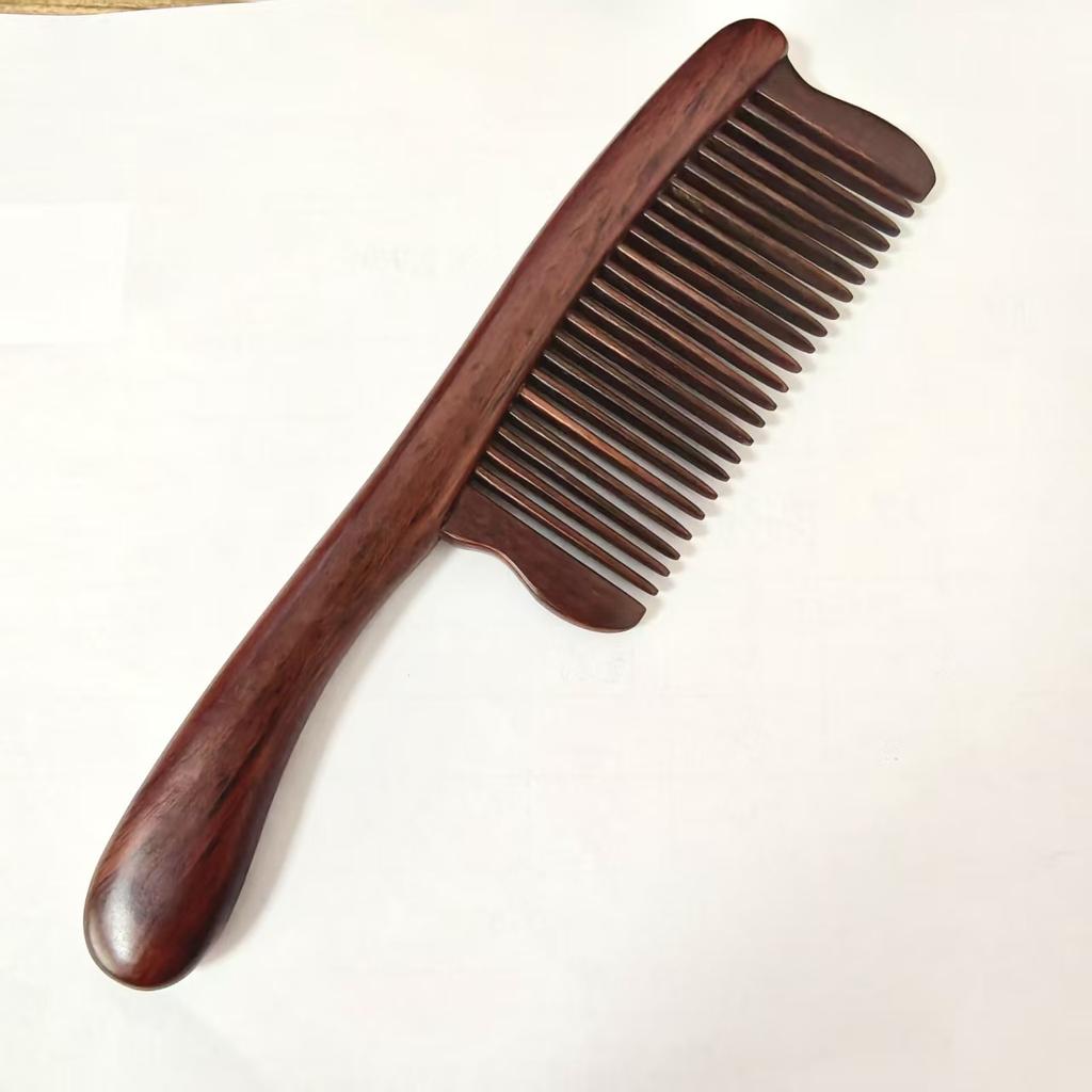 Sandalwood Engraved Tooth Shaving Comb Large Fine Tooth Women'S Straight Hair Comb Household Solid Wood Portable Gift Hair Comb