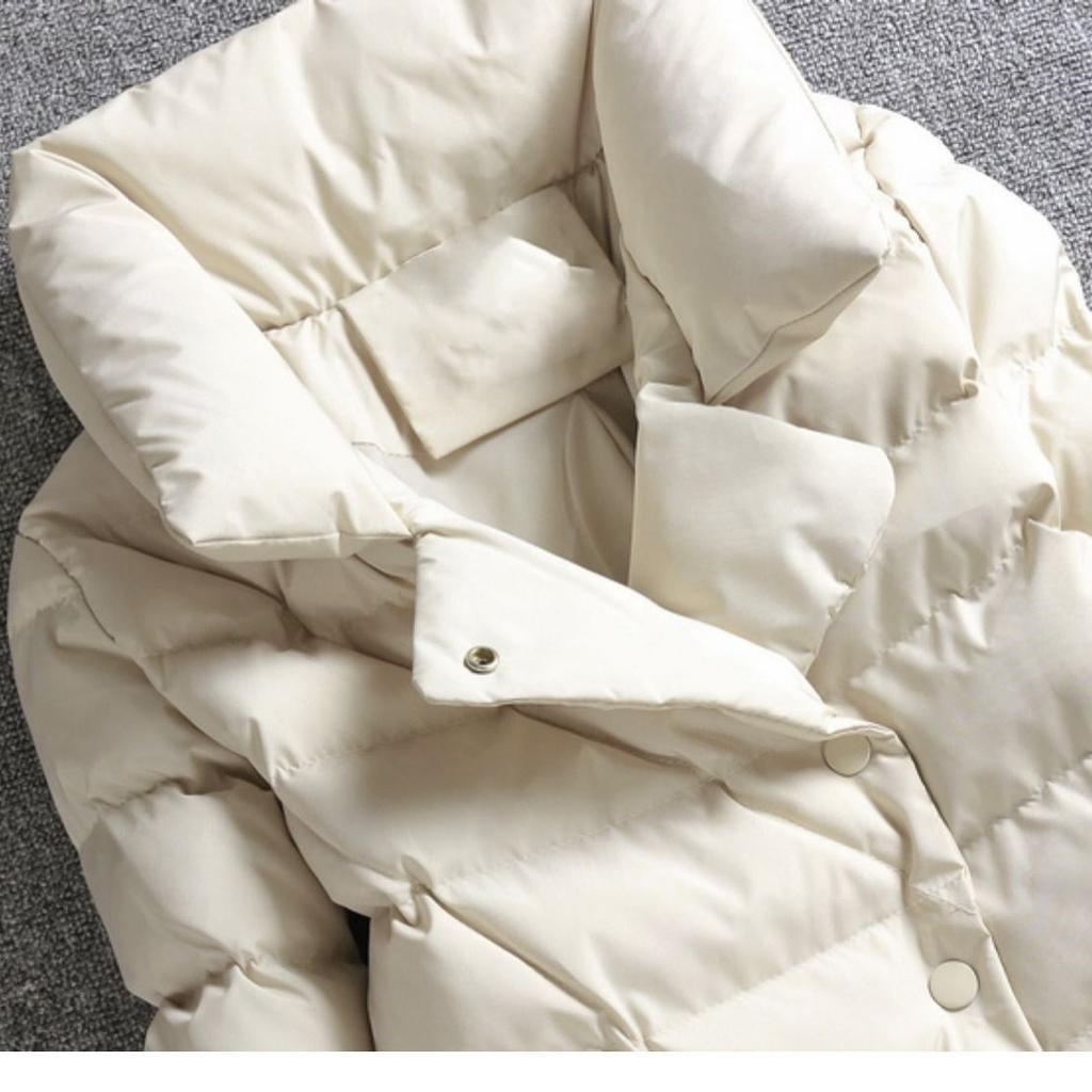 Trendig tjock bomullsjacka i koreansk stil med kort längd och ståkrage för vintern