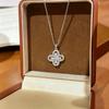 Korean Style Luxury Clover Titanium Necklace with Zircon - Stylish Women's Clavicle Chain