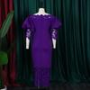 Abiti Scollati Donna Eleganti Maniche a Lanterna Patchwork di Pizzo Tubino Pacchetto Fianchi Lunghezza Caviglia Vestito di Compleanno