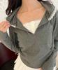 WEGO PHILLY Faux Layered Cut Gray Hoodie, Women's,