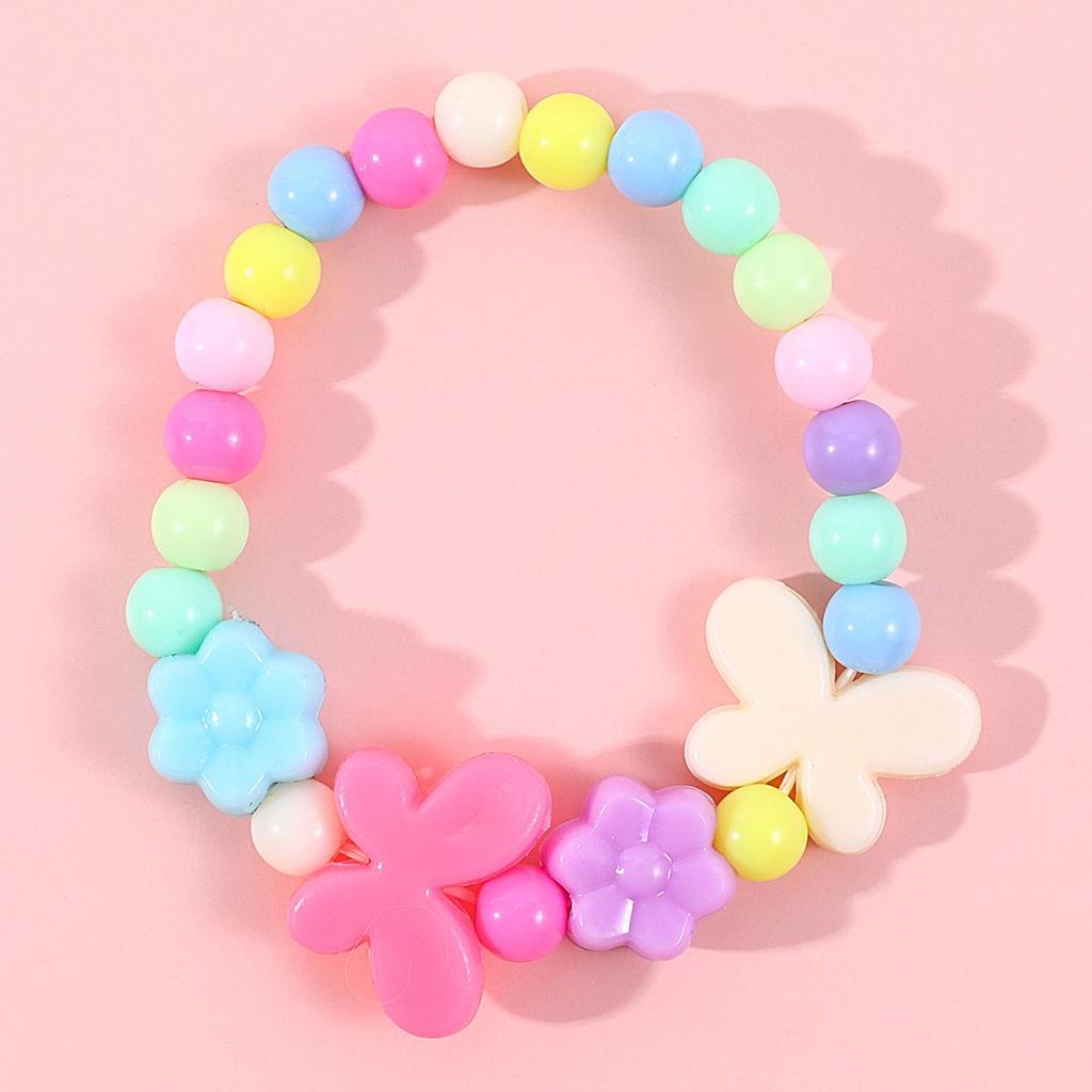 Kids' Flower Necklace & Bracelet Set – Colorful Acrylic Beads