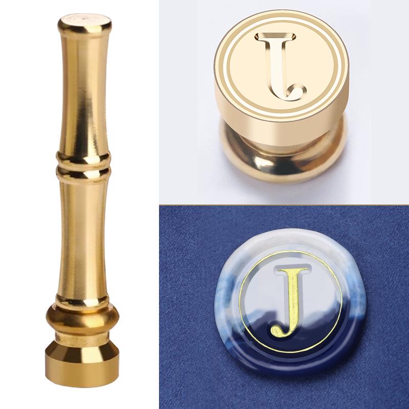 Mini Bamboo-Handled Stamp: 1.5cm Copper Head In Regular Script with Sealing Wax