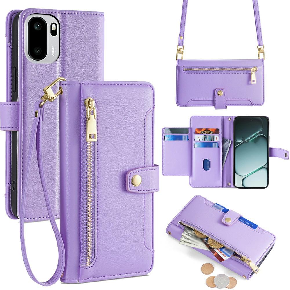 For OnePlus Ace 6T 5G/Ace 6 5G Leather Case Zipper Pocket Wallet Phone Cover with 2 Straps