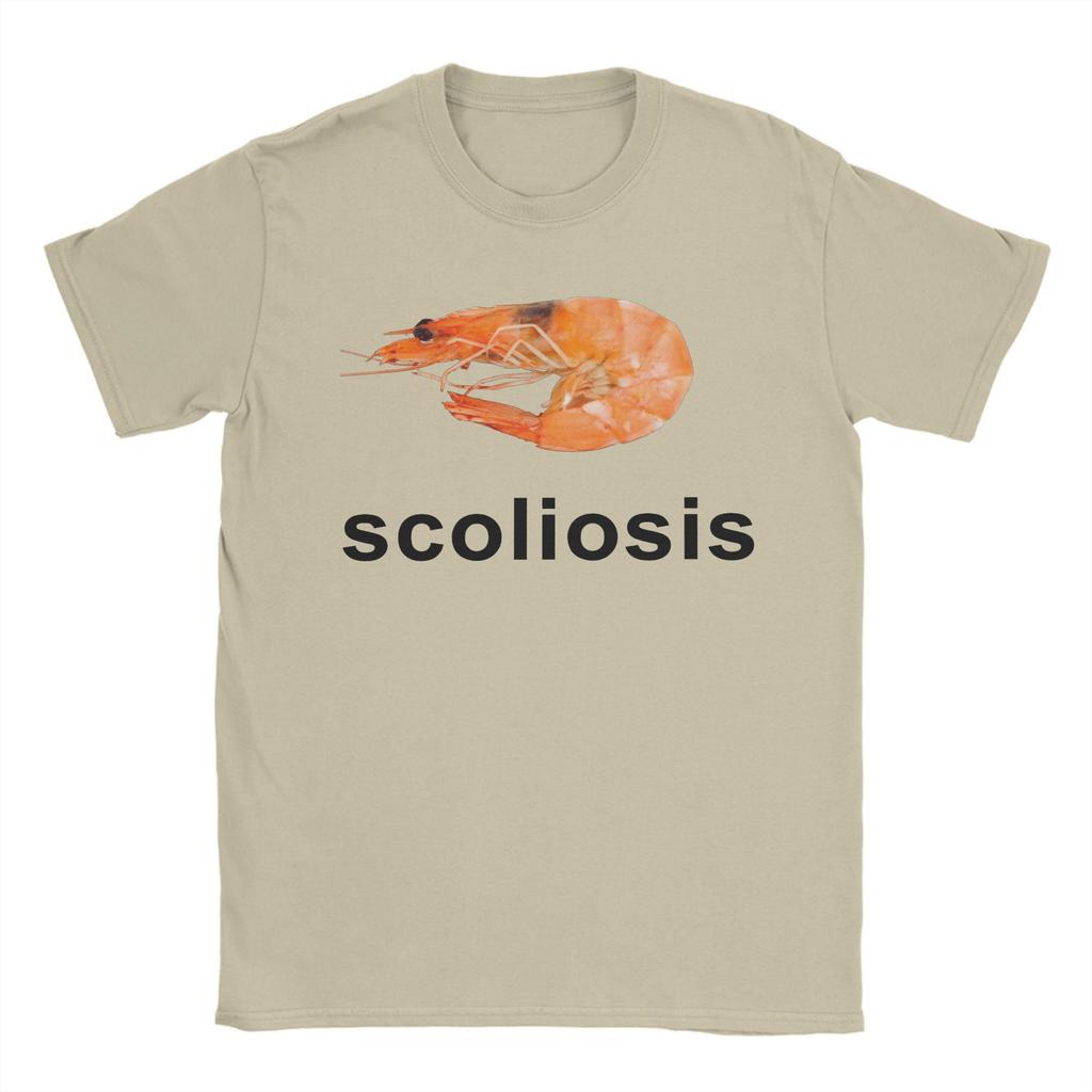 Skolioza Krewetka Krewetki Mem Koszulki Męskie 100% Bawełna Moda dla Mężczyzn Koszulki Okrągły Dekolt T-shirty Krótki Rękaw Ubrania Duży Rozmiar