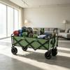 Foldable Garden Cart 130L with Wheels, Sturdy Trailer with Brakes, Adjustable Handle