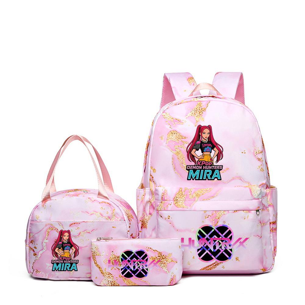 Kpop Witch Hunter Backpack Lunch Bag Pencil Case Set Student Animation Fashion School Bag Pencil Case Lunch Bag