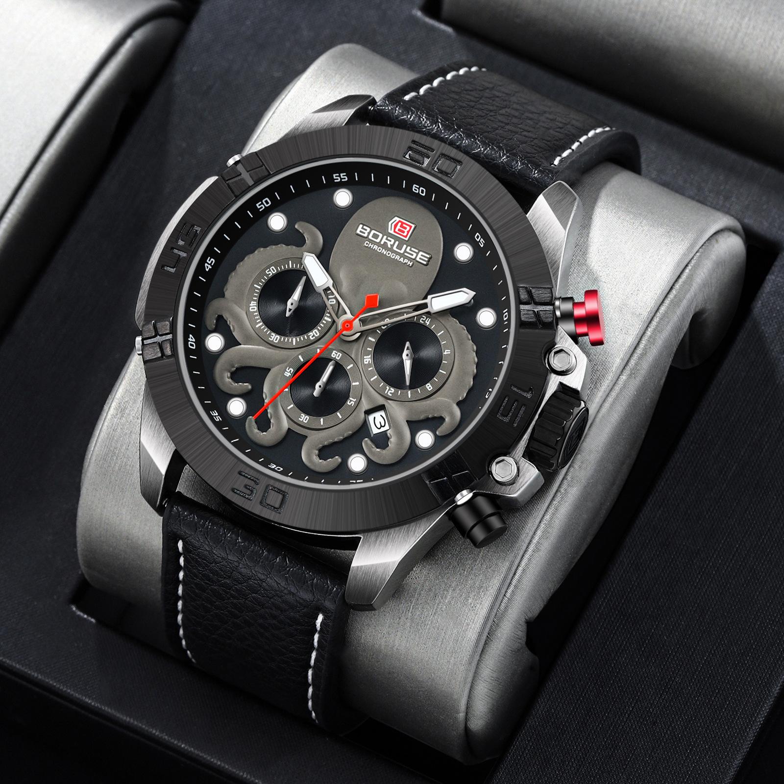 Boruse Fashion Men S Belt Watch Fashion Waterproof Luminous Calendar Quartz Watch