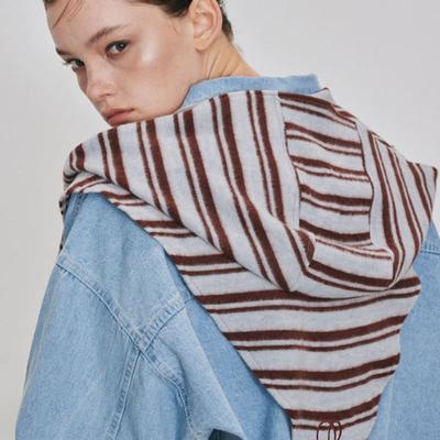 DEAR MY DEER DEAR Dr HOODED MUFFLER (SKY STRIPE)
