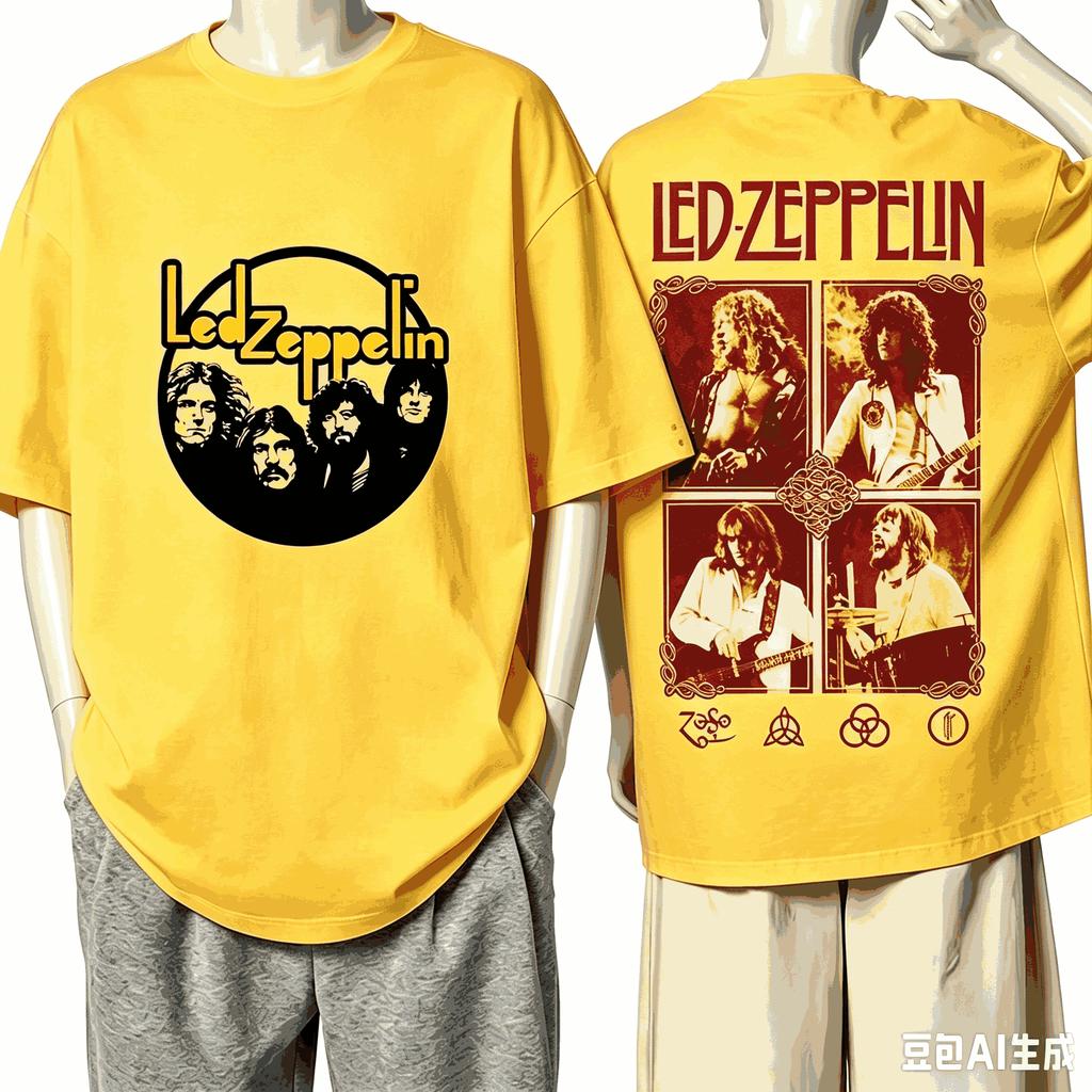 Led Zeppelin Voor Fan Cadeau T-shirt Unisex Unisex Harajuku Oversized Unisex Korte Mouw Streetwear Hoge Kwaliteit Koppels Hoge Kwaliteit