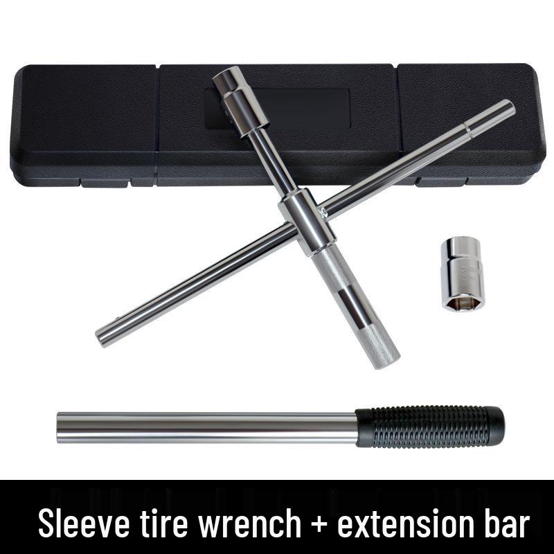 Retractable Car Tire Repair Kit with 17, 19, 21, 23 mm Wrench and Socket Tools