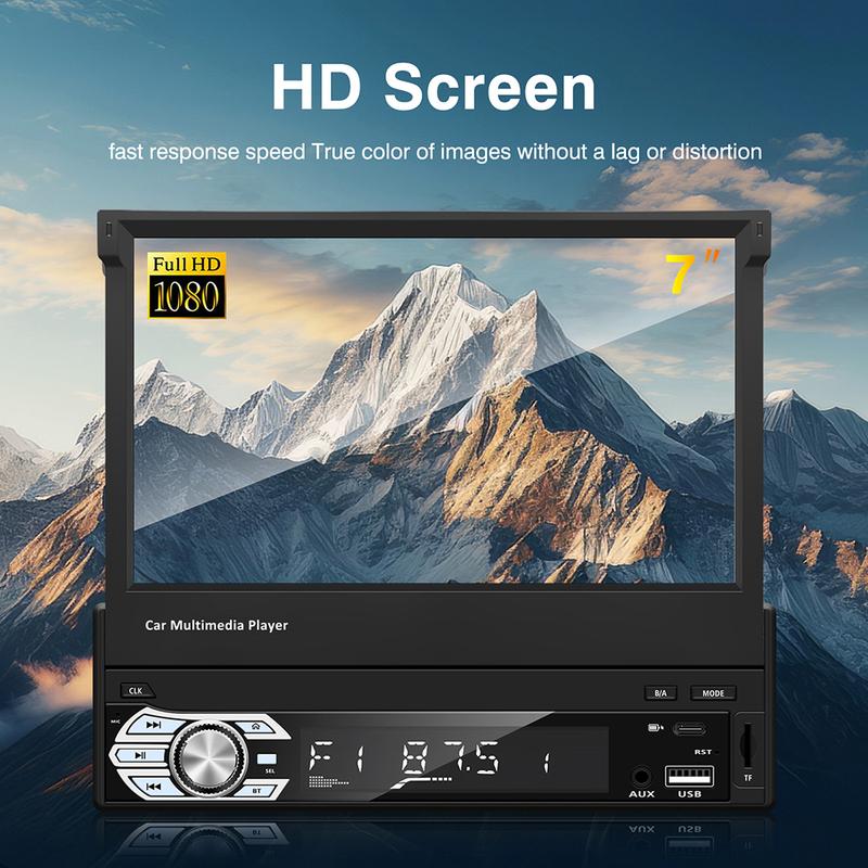 Carplay Android Auto Universal 1 Din MP5 Player 7 Inch Retractable Touch Screen Car Player HD FM AUX Input BT Radio Mirror Link