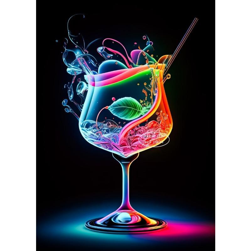 Cocktails Drink Fruit Neon Sign Posters and Prints Canvas Painting Wall Art Picture for Wine Shop Bar Club Room Home Decor