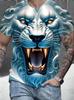 3D Plus Size Men's Lion Print T-shirt Summer Short Sleeve Crew Neck Tees Shirts For Men New In Animal Lion Graphic Tshirts Tops