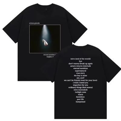 Ariana Grande Brighter Days Ahead Album 2025 Grafická trička Pánská Dámská Hip Hopová Móda Bavlněné Tričko s Krátkým Rukávem Streetwear