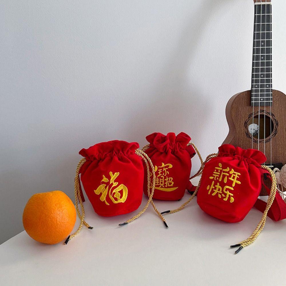 Red Canvas Coin Purse Wallet Lucky Wallet Gift New Year Coin Purse  Chinese New Year