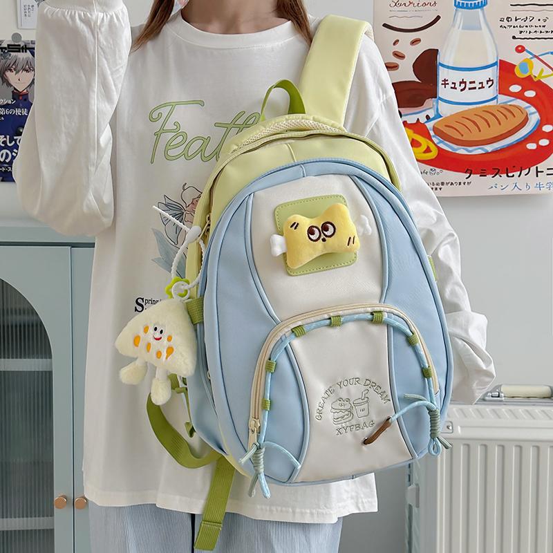 Student Schoolbag Women's Contrast Color Backpack Children's Backpack for Girls