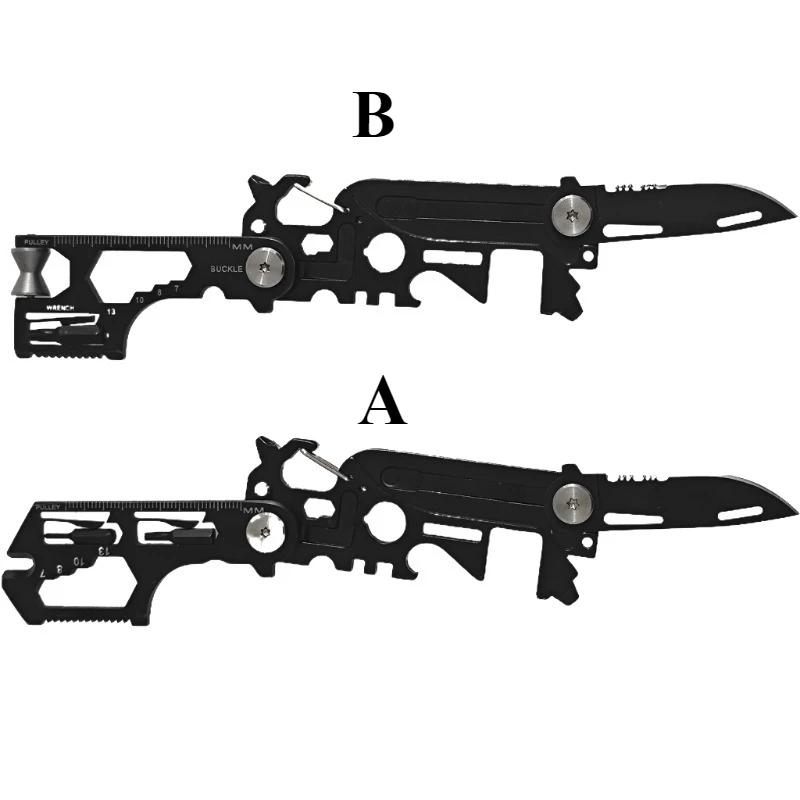 Black Folding Molle Scissors Sabre Mini Bicycle Repair EDC Camping Equipment Multi functional Outdoor Tool Combination Card