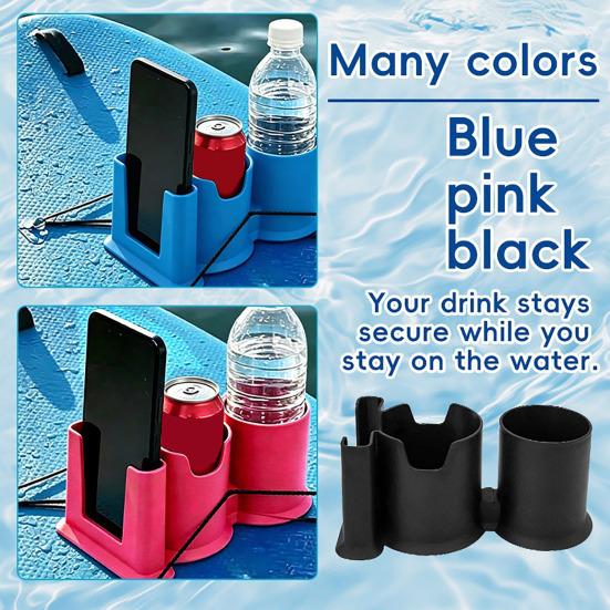 Paddleboard Cup Holder 2-in-1 Drink And Phone Holder with Rope Fixation Waterproof Plastic Paddle Board Accessory for Kayaks Canoes SUPs Boats