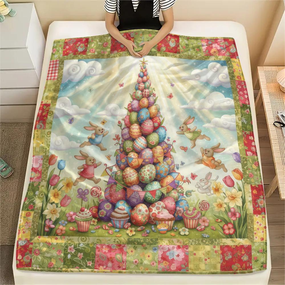 1Pc Cartoon Print Flannel Blanket, High Quality Comfortable for All Seasons, Home Decor, Warmth and Comfort, Perfect for Christmas Birthday Gift