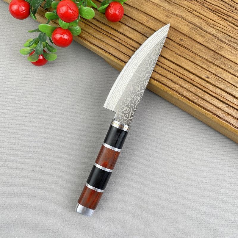 Laser Damascus Kitchen Knives Chef Slicing Meat Fruit Tomato Steak Knife Wood Handle Butcher Boning Knife Barbecue Cleaver Meat
