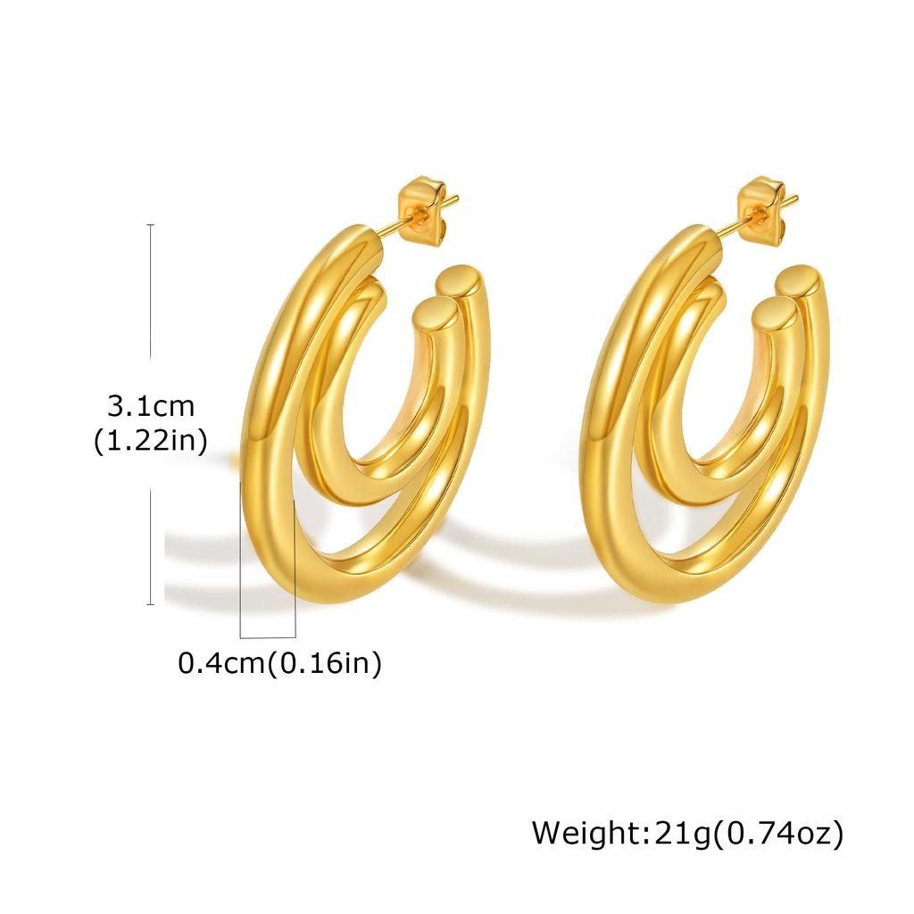 Stainless Steel Earrings, Twist Earrings, Gold C-shaped Earrings, Simple and Fashionable Women's Jewelry