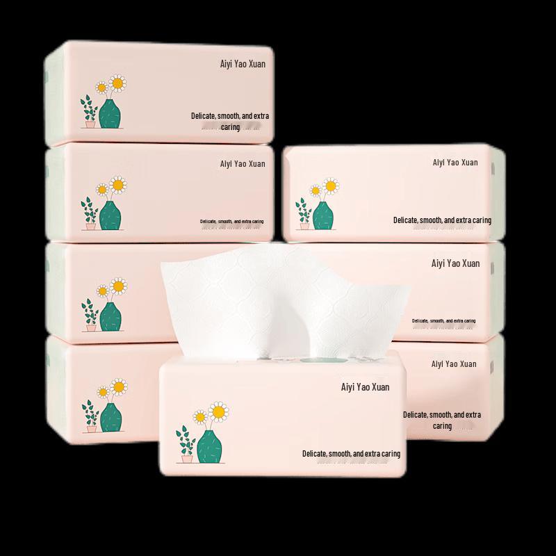 Aiyiyao Pink 4-Ply Soft Pack Facial Tissues