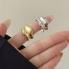 Elegant Curved Waved Design Ring Glossy Finishes Adjustable Size Gold Tone Alloy Accessory For Daily Wear