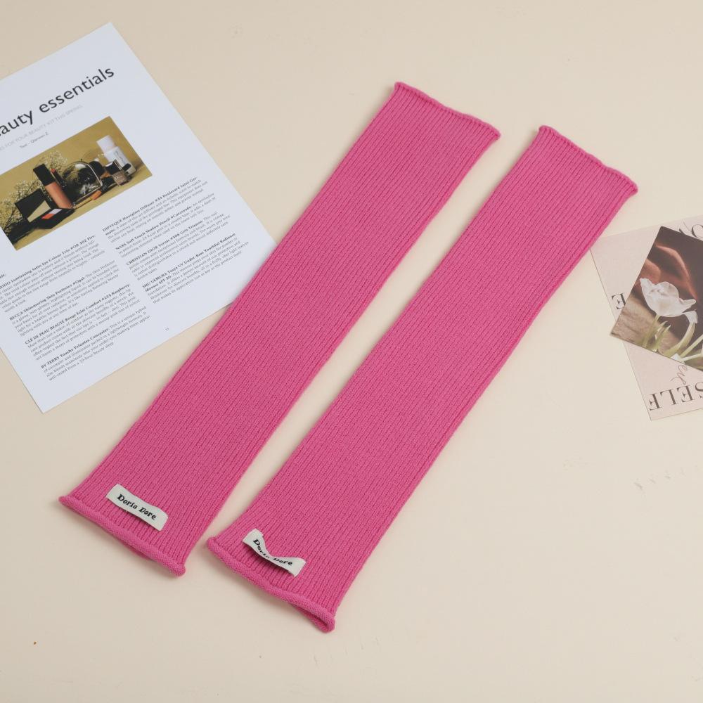 Manchons de Gants Tricotés pour Femmes Automne et Hiver Chaud Couleur Unie Manchons de Mains Demi-Doigts Laine Protège-Poignets Manches Fausse Manches Couvre-Bras