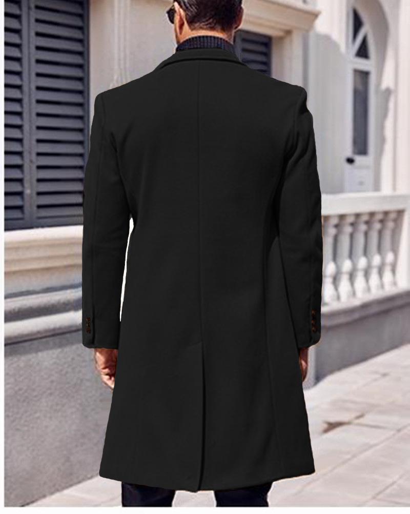 Herren Europäischer Stil Zweireihiger Dicke Wollige Lange Jacke, Große Größen, Cross2024 Kollektion