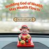 Lightweight Plastic Fortune God Nodding Figurine for Automotive Decoration Solar Powered Energy Efficient