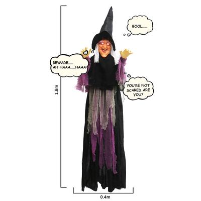 Hängende Geisterhexe, sprachgesteuert, leuchtend, schreiend, Flucht aus dem Spukhaus, gruselige Halloween-Horror-Requisiten