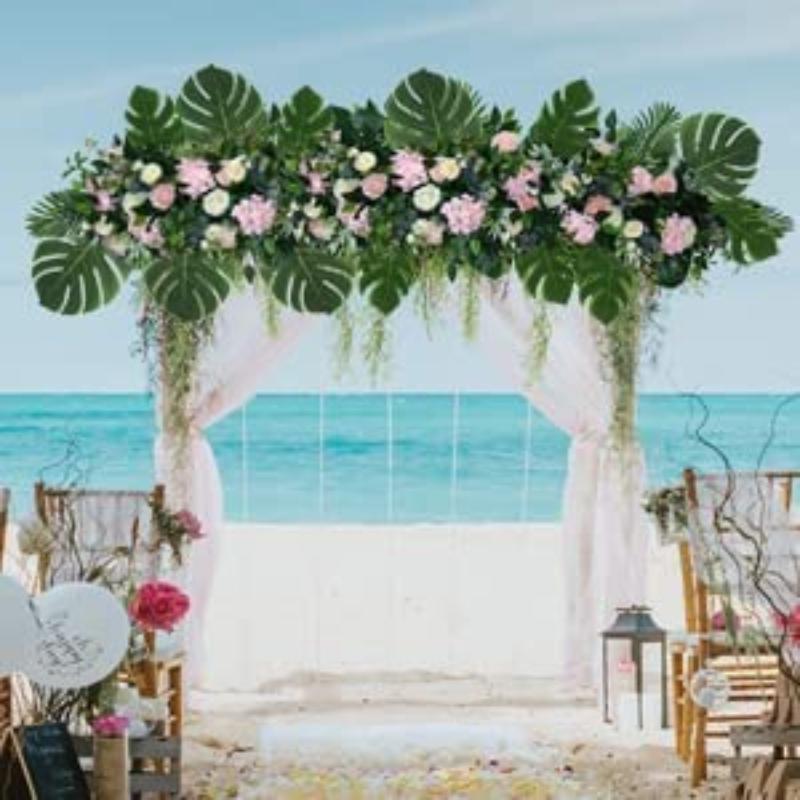 90 Pcs 3 Kinds Artificial Palm Leaves Tropical Jungle Leaves Decorations for Party Beach Baby Shower Wedding Birthday Decorations
