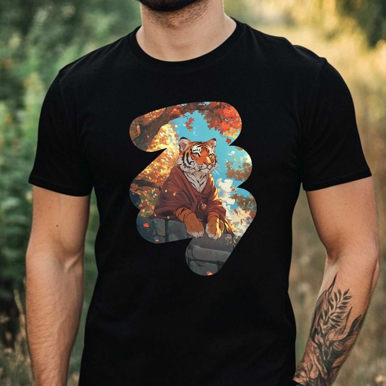 T-Shirt Herren Anime Tiger Motiv Baumwolle Größe XS bis 5XL XL