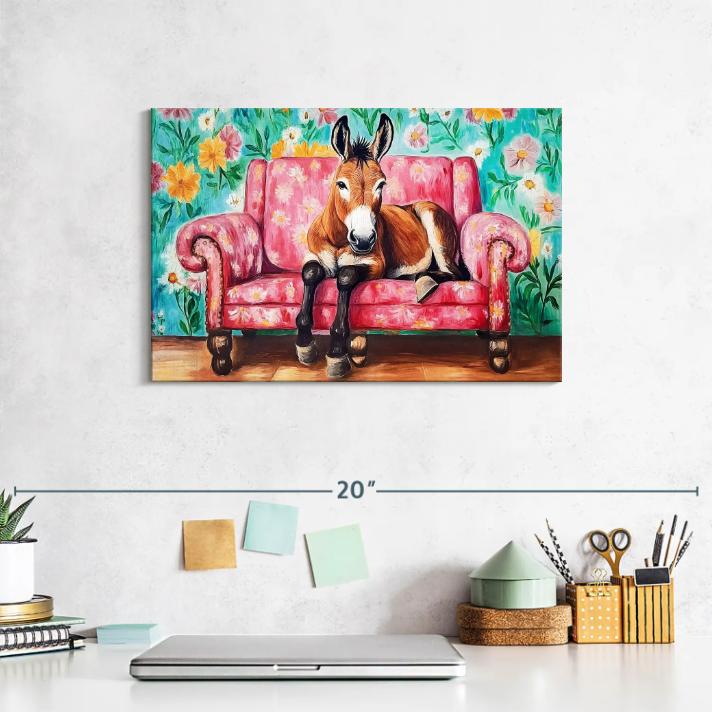 Donkey Getting Cozy Wall Art Canvas Painting Wall Art - Wall Art Picture Canvas Painting Room Home Decor Gifts 20x30cm