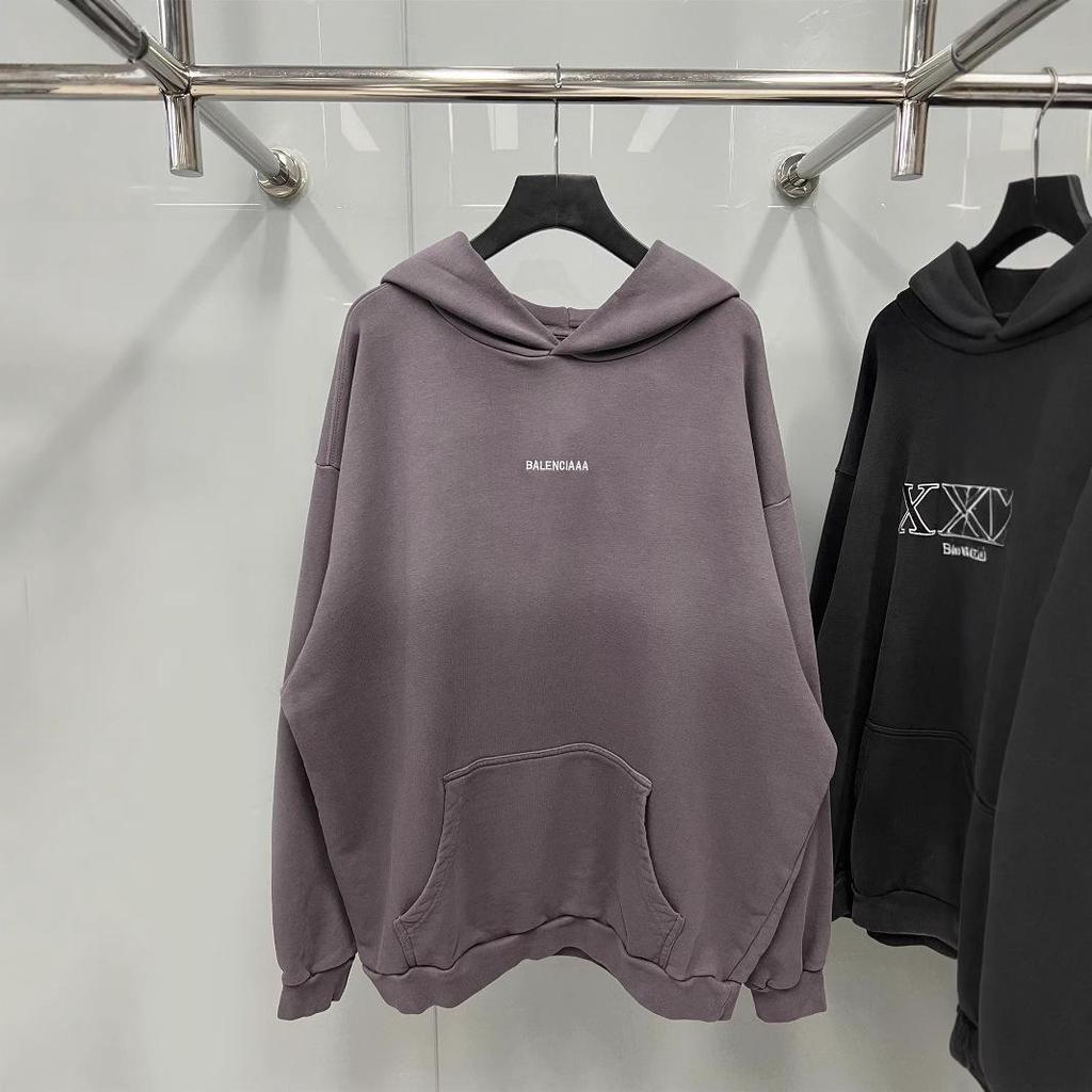 23SS B Brand Gradient Terry Cloth Hoodie with Embroidered Logo, OS Fit, Casual Hooded Sweatshirt