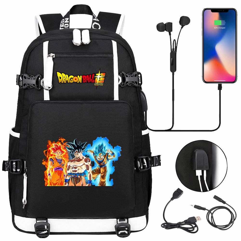 Vegeta Sun Wukong Dragon Ball Ultra USB Headphones Teen Student School Bag Men's and Women's Leisure Travel Backpack