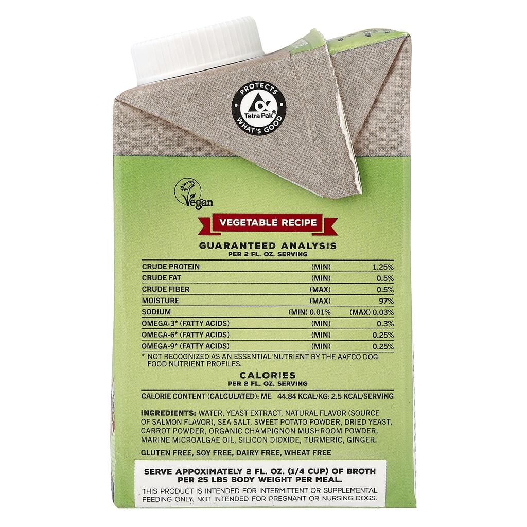 Brutus Bone Broth, Skin & Coat, Veggie Recipe, For Dogs of All Ages, Salmon, 500 ml (16.9 fl oz)