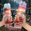 1PC Beach Sunset Ocean View Print 750ml Color Plastic Sports Water Bottle Leakproof Flip Straw Lid Suitable for Sports Office Home Use