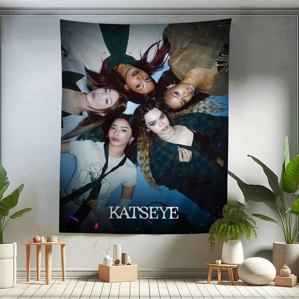 Popular Korea Kpop Band K-Katseye DIY Wall Tapestry for Living Room Home Dorm Decor Wall Art Decor 100X70CM