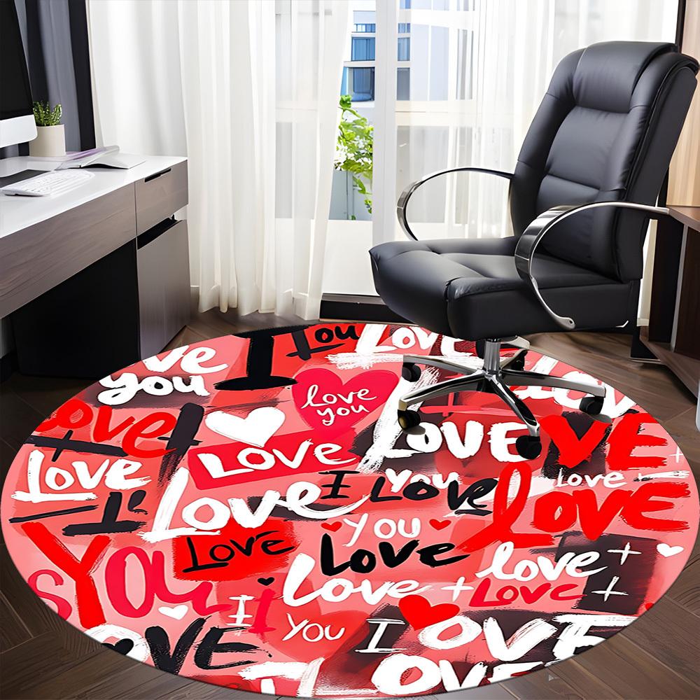 1PC Love, valentine's day Chair Carpet for Office, Indoor Non-Slip Washable Carpet, Soft Comfortable Mat For Office Room yy250930156